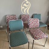 Set of 5 chrome chairs from the 1970s.