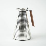 Alfi thermal carafe in ribbed silver metal with wooden handle, Germany