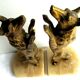 Book-greenhouses Napoleon III gilded bronze signed, Wolves on marble terrace