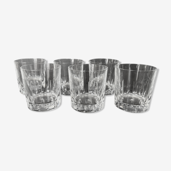 Set of six crystal whiskey glasses