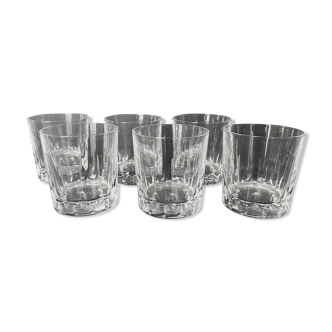 Set of six crystal whiskey glasses