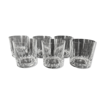 Set of six crystal whiskey glasses