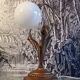 Vintage lamp golden iron flower