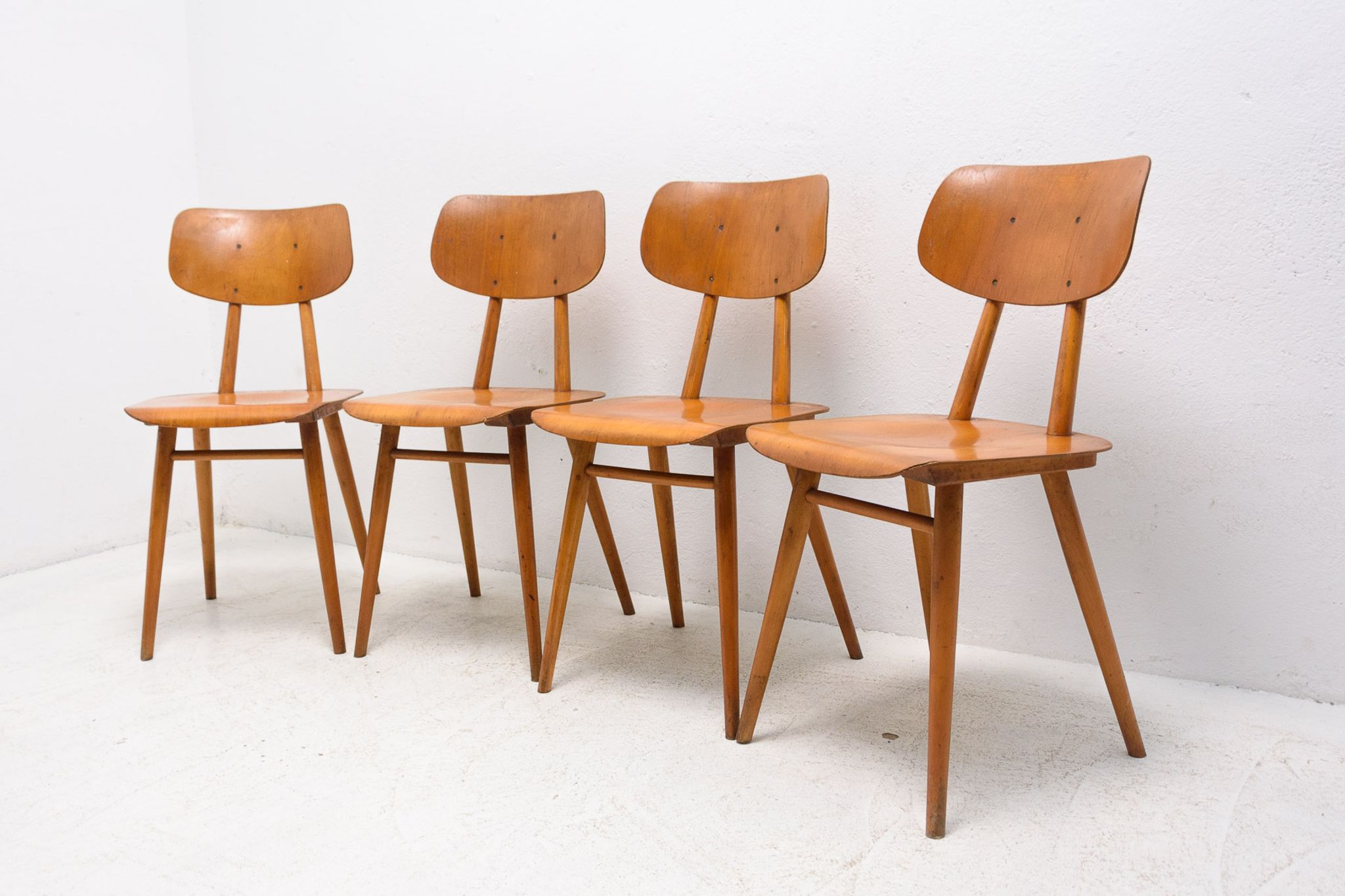Mid century dining chairs Ton, set of four, 1960