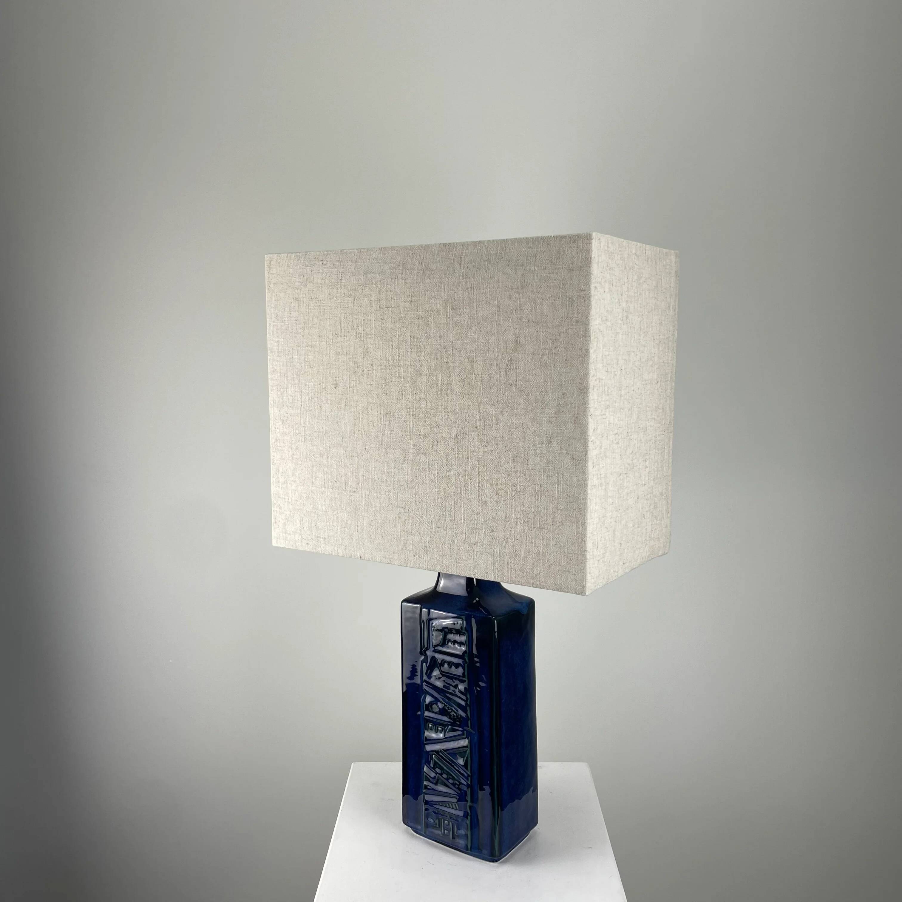 Danish blue ceramic table lamp by Désirée Stentoj, 1960.