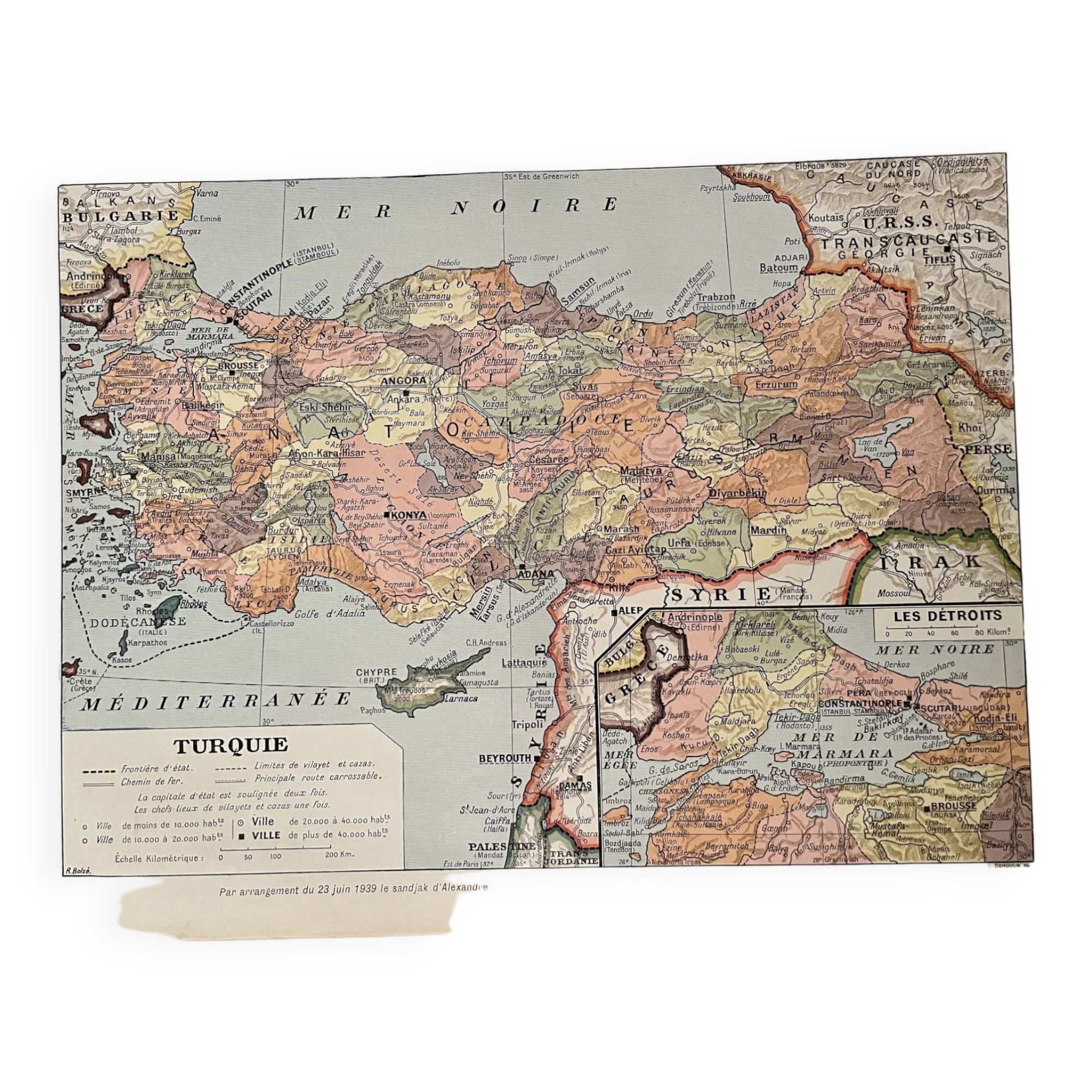 Carte sur la Turquie - 1930