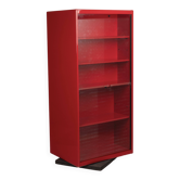 Double-face rotating display cabinet in red lacquer by Arflex, 1980s