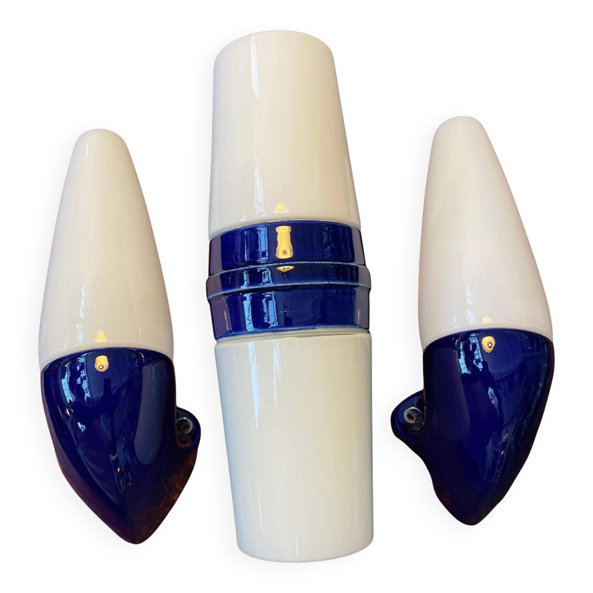 Set of 3 vintage ceramic bathroom lamps from Ifö of Sweden