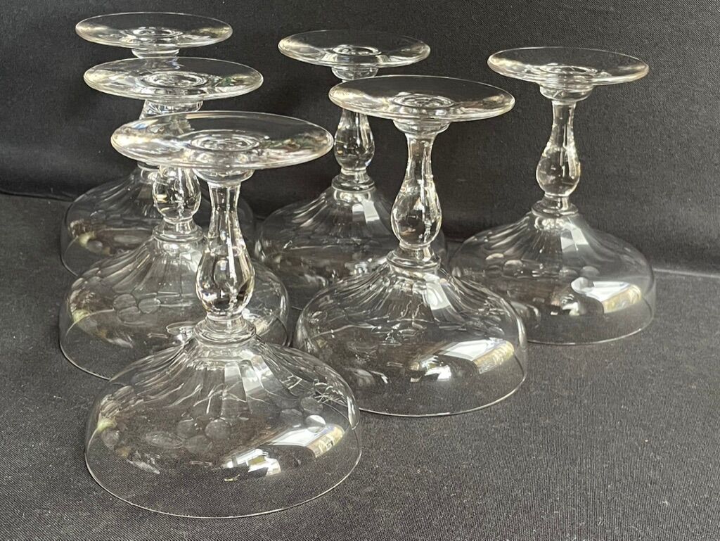 Set of 6 cut crystal champagne glasses