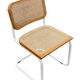 Chaise Cesca modèle b32 en blanc et bois par Marcel Breuer