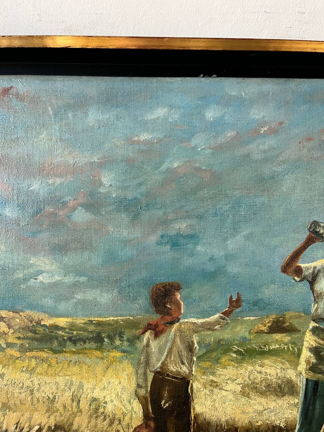 Harvesters, oil on canvas, signed