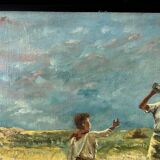 Harvesters, oil on canvas, signed