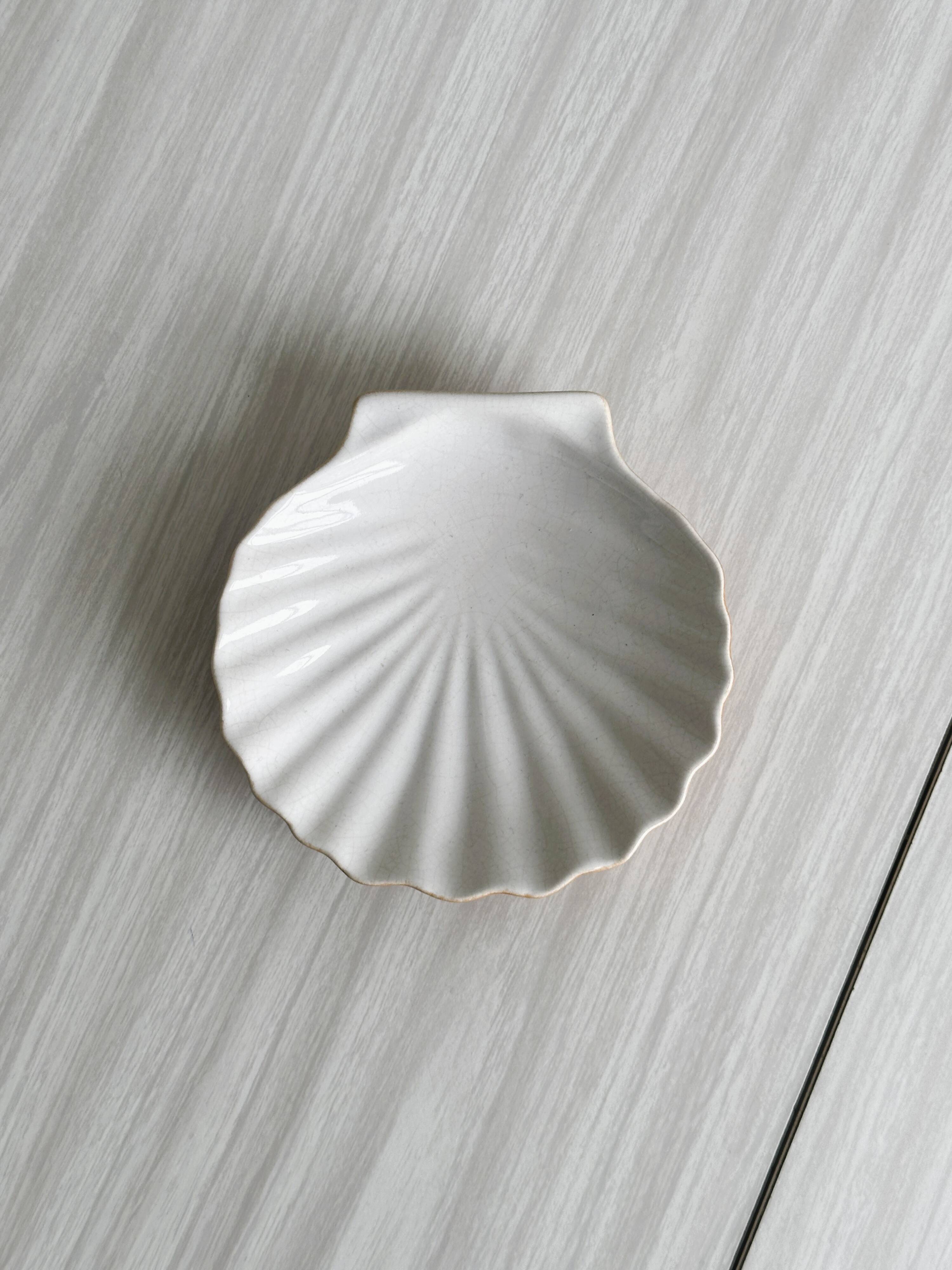 Coupelle en forme de coquillage bicolore, porte-savon
