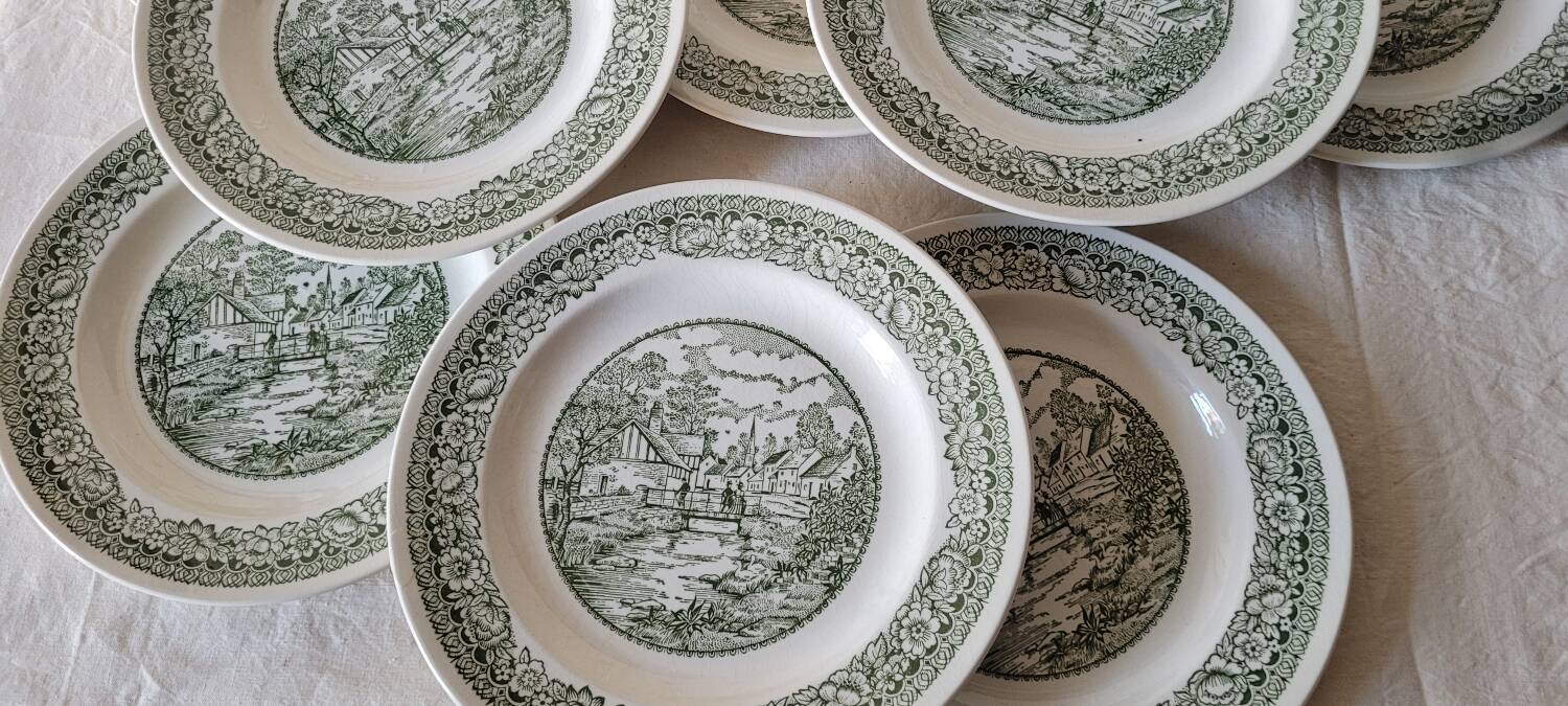 Pastoral decor earthenware dinner plates