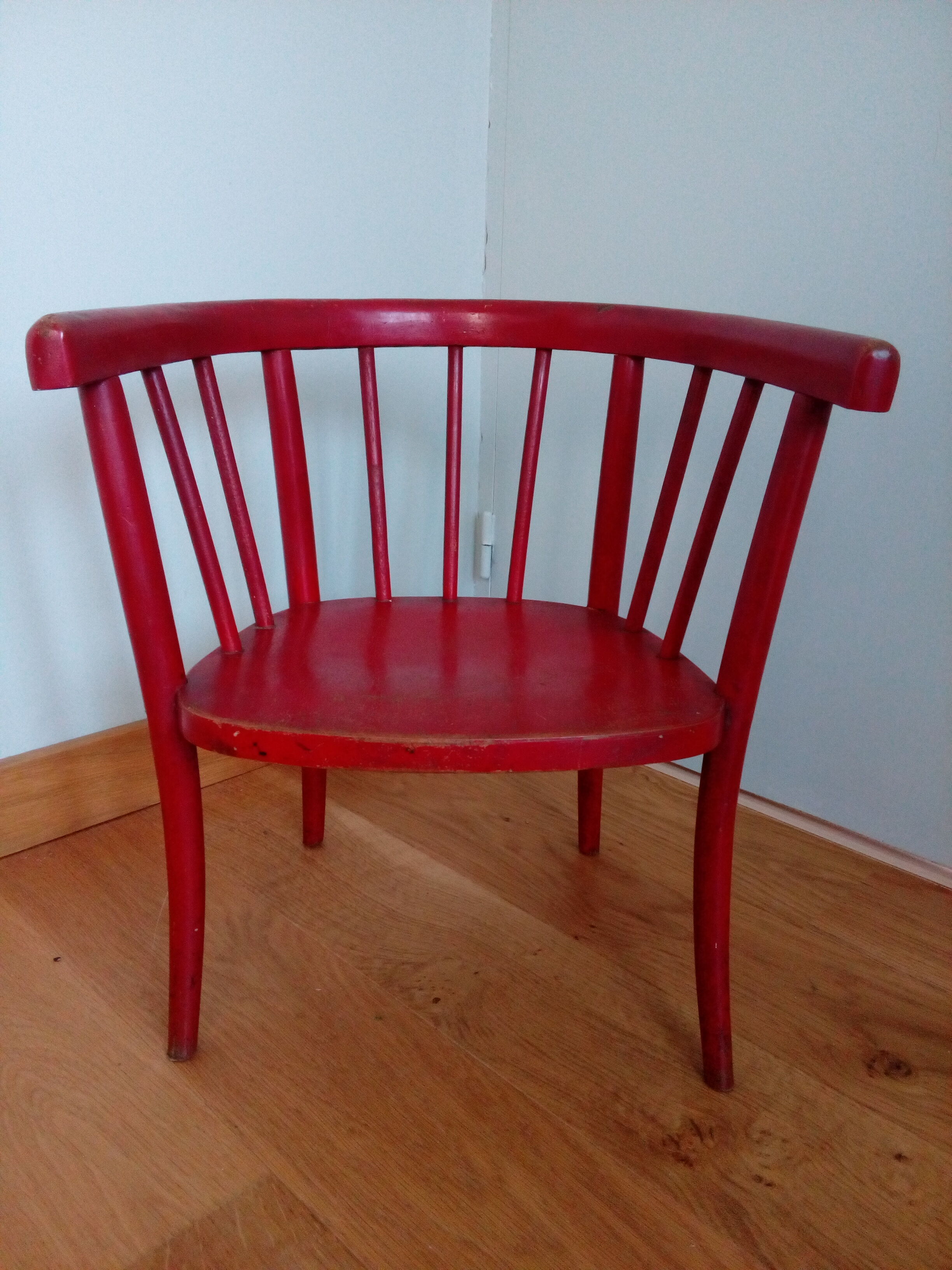 Children's chair JAPY Brothers in red lace-up curved wood