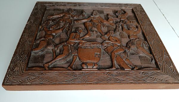 Panneau en bois sculpté tribal africain Cameroun, Maurice Sonfack