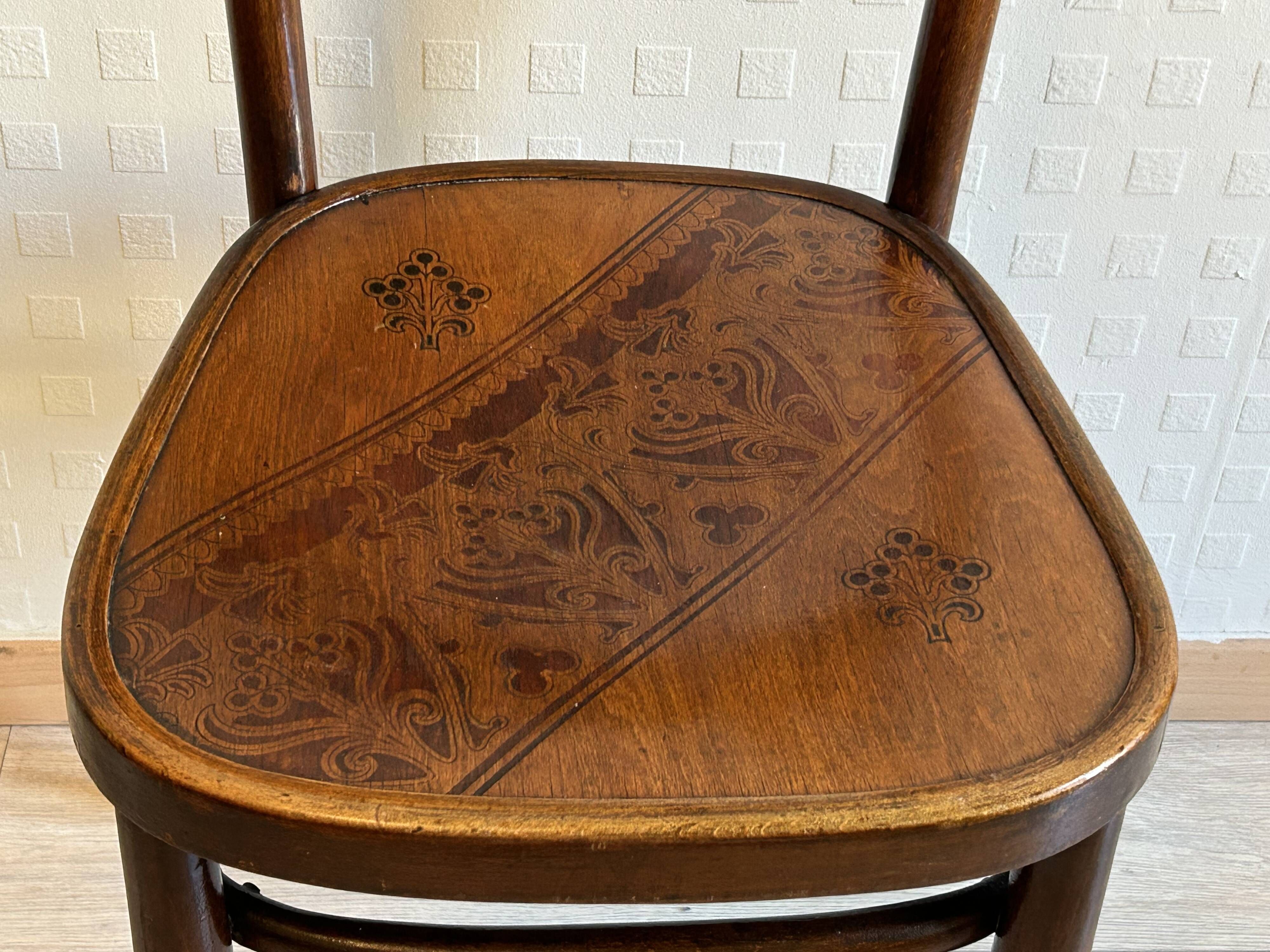 6 antique chairs Jacob & Josef Kohn – Vienna – Decorated bent wood – Style