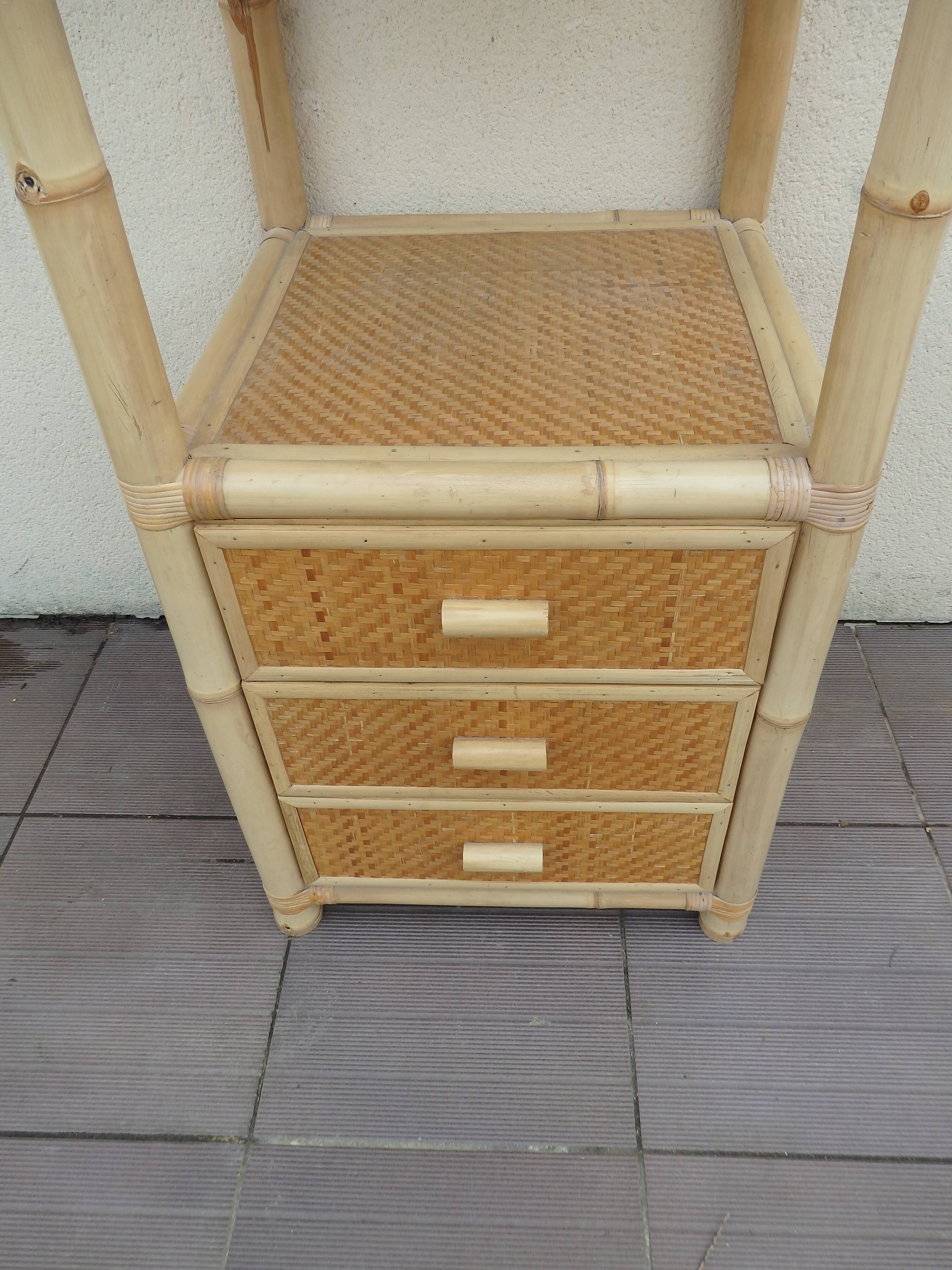 Bamboo and rattan shelf