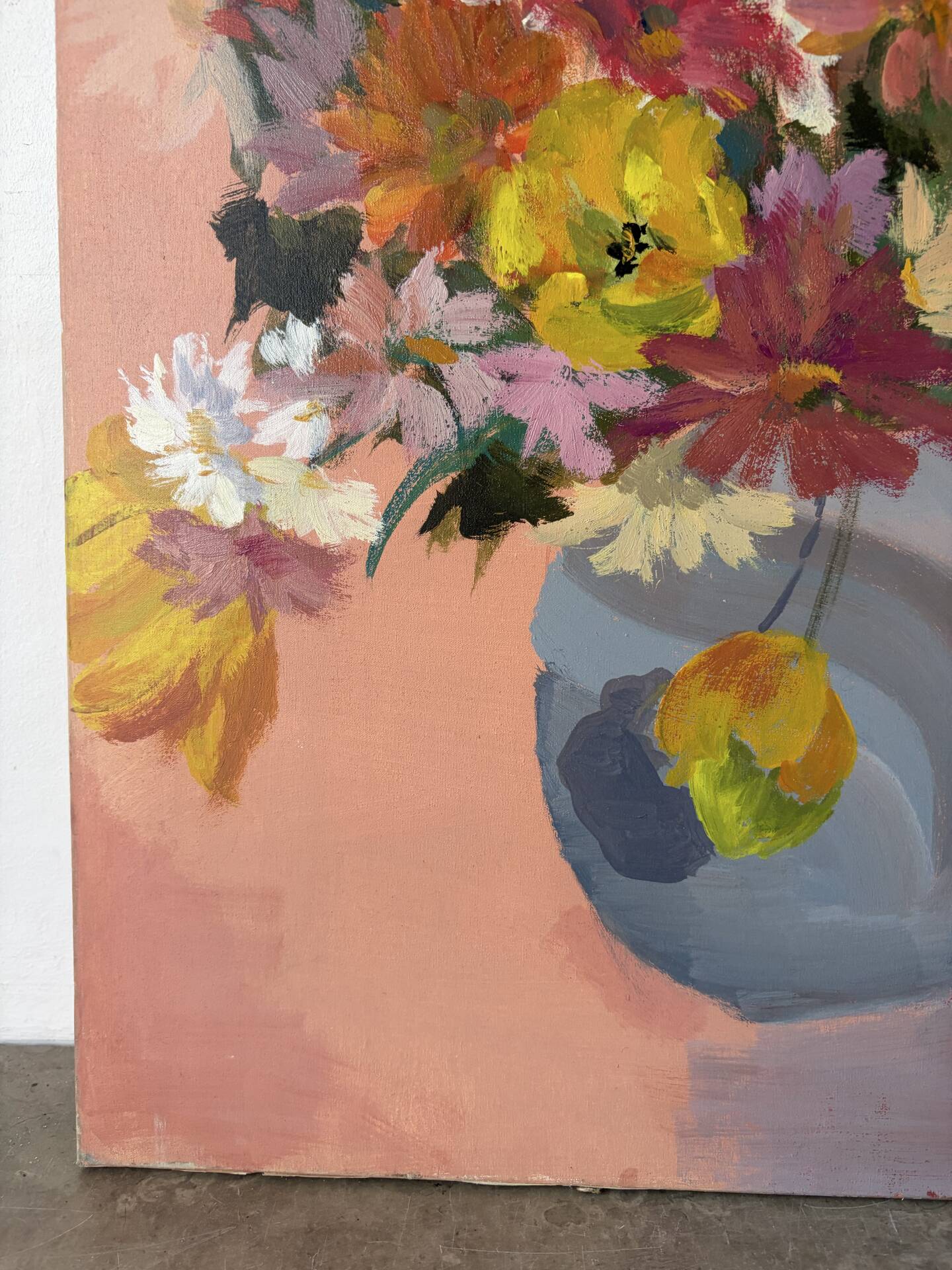 Orange rose bouquet, summer and autumn flowers.