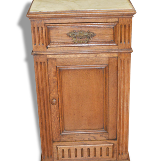 Marble top oak bedside