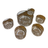 Crystal salad bowl and cups
