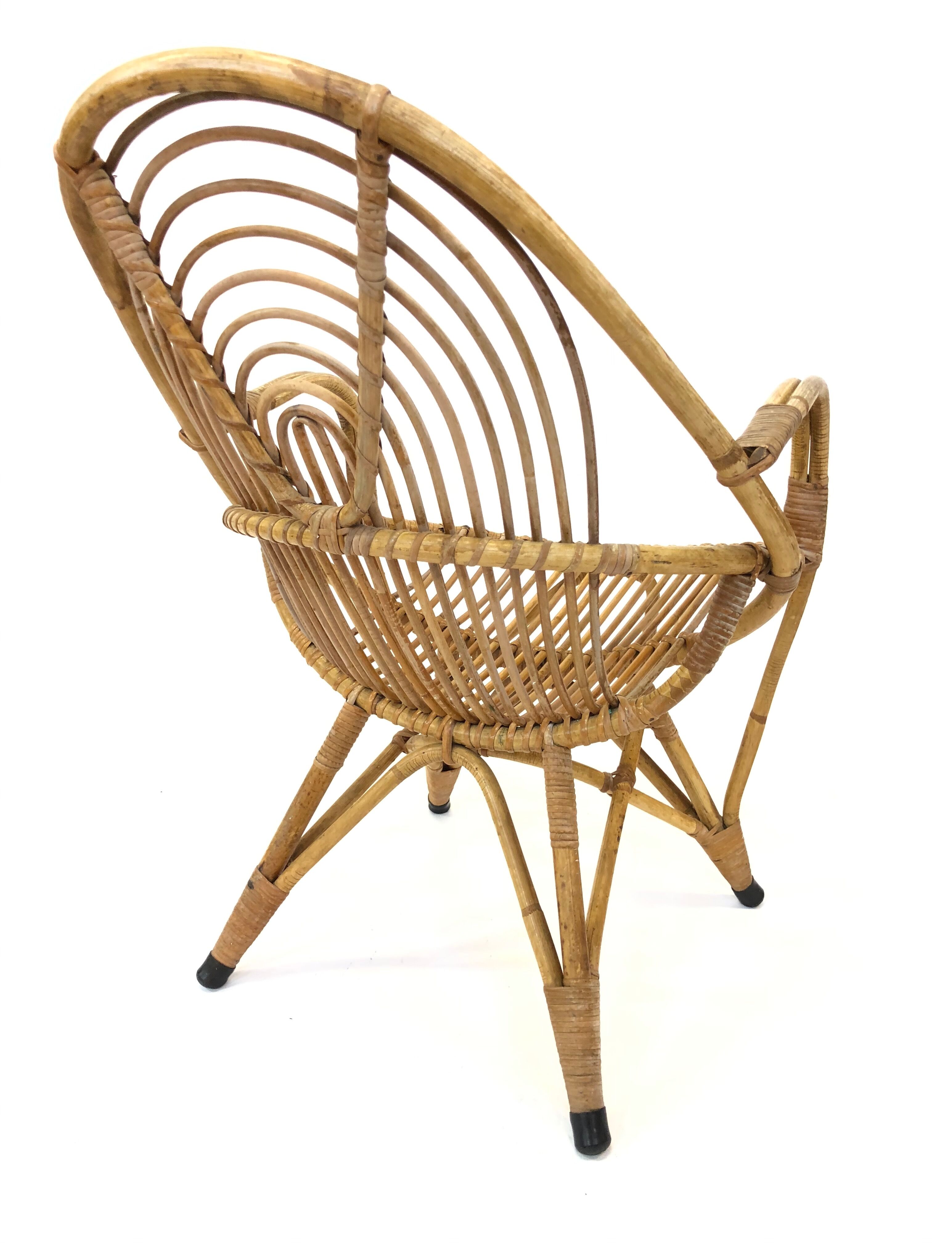 Rattan armchair by Rohe Noordwolde, 1960