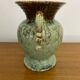 Antique Green Brown Ceramic Baluster Vase Vintage Decoration
