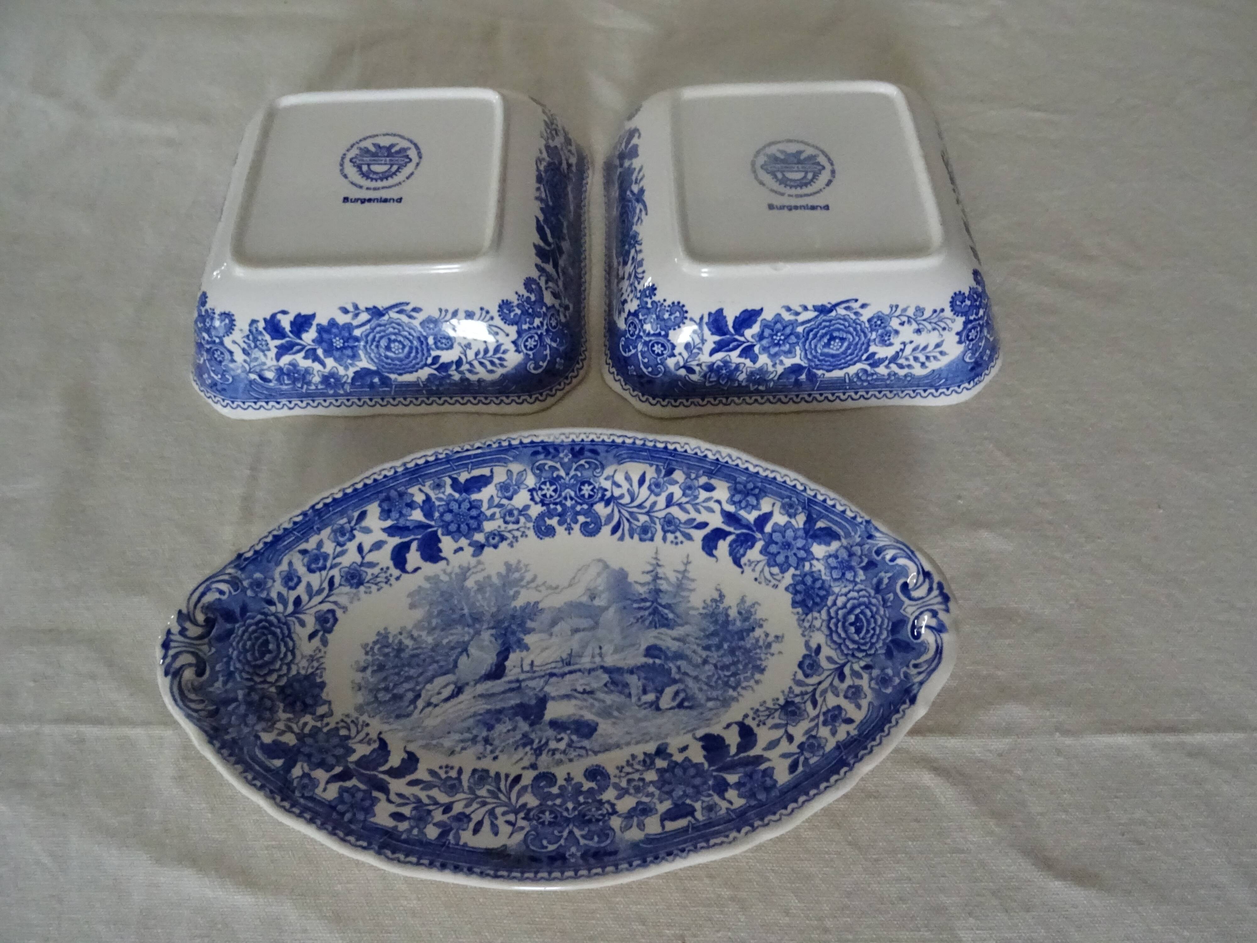 3 dishes raviers Villeroy & Boch antique earthenware 366112 Burgenland Blue