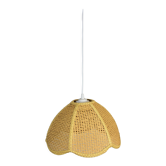 Vintage suspension in woven rattan, flower shape.