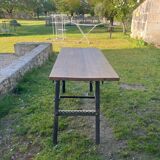Industrial console, oak top and metal structure.