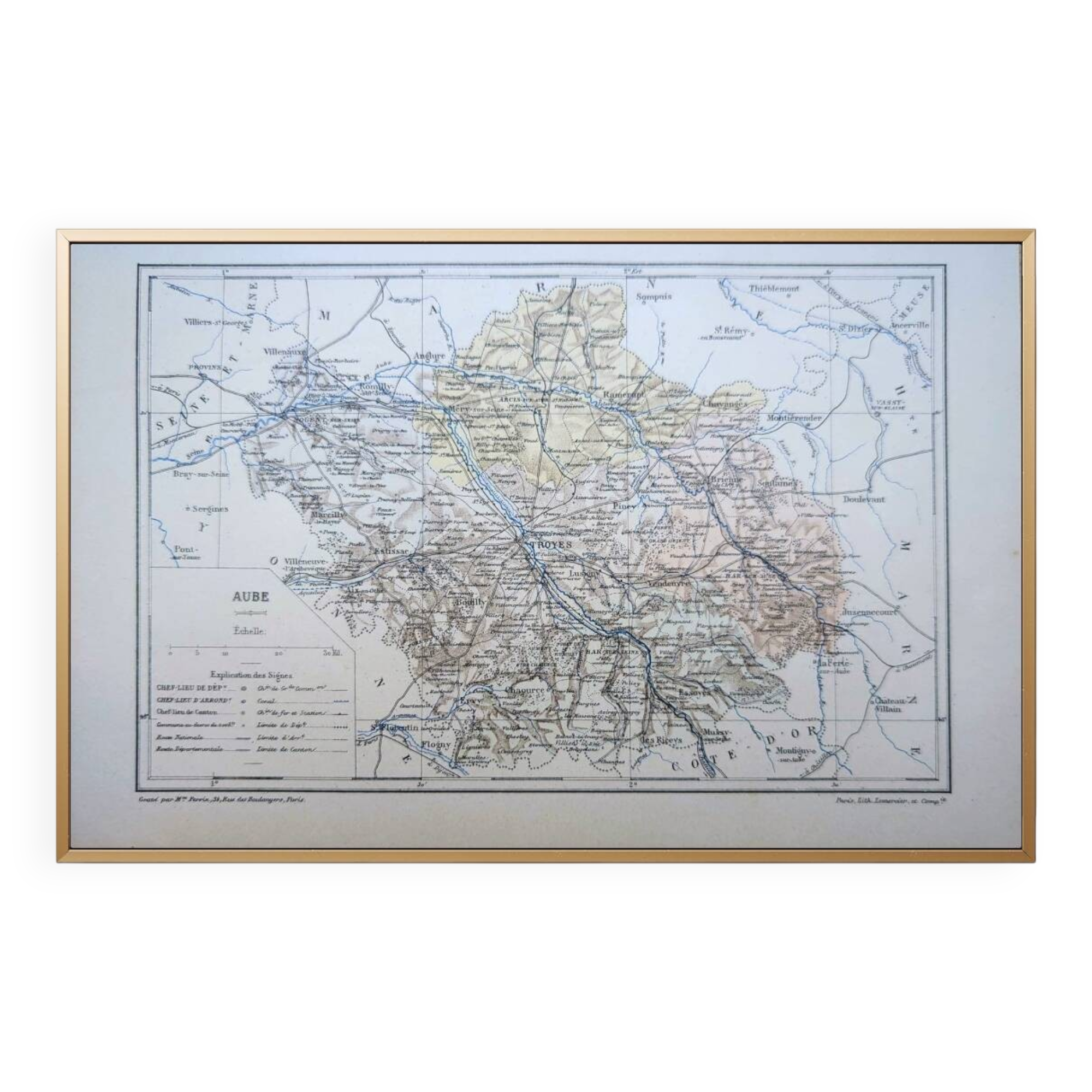 Printed in 1889, Aube, Grand-Est.