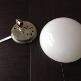 Half moon ceiling lamp in vintage white opaline 60s-70s