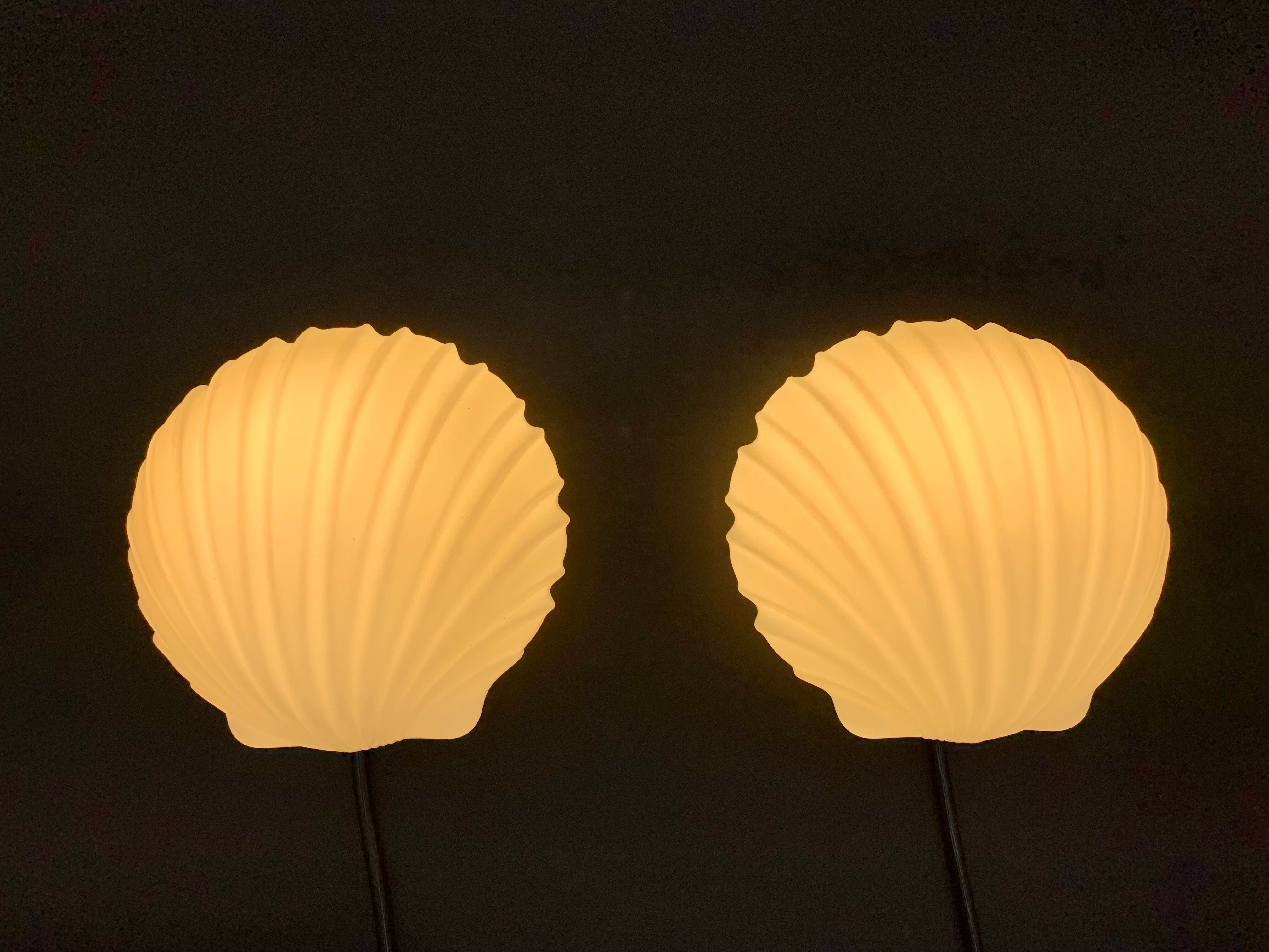 Paire d'appliques murales coquillage de Glasshutte Limburg