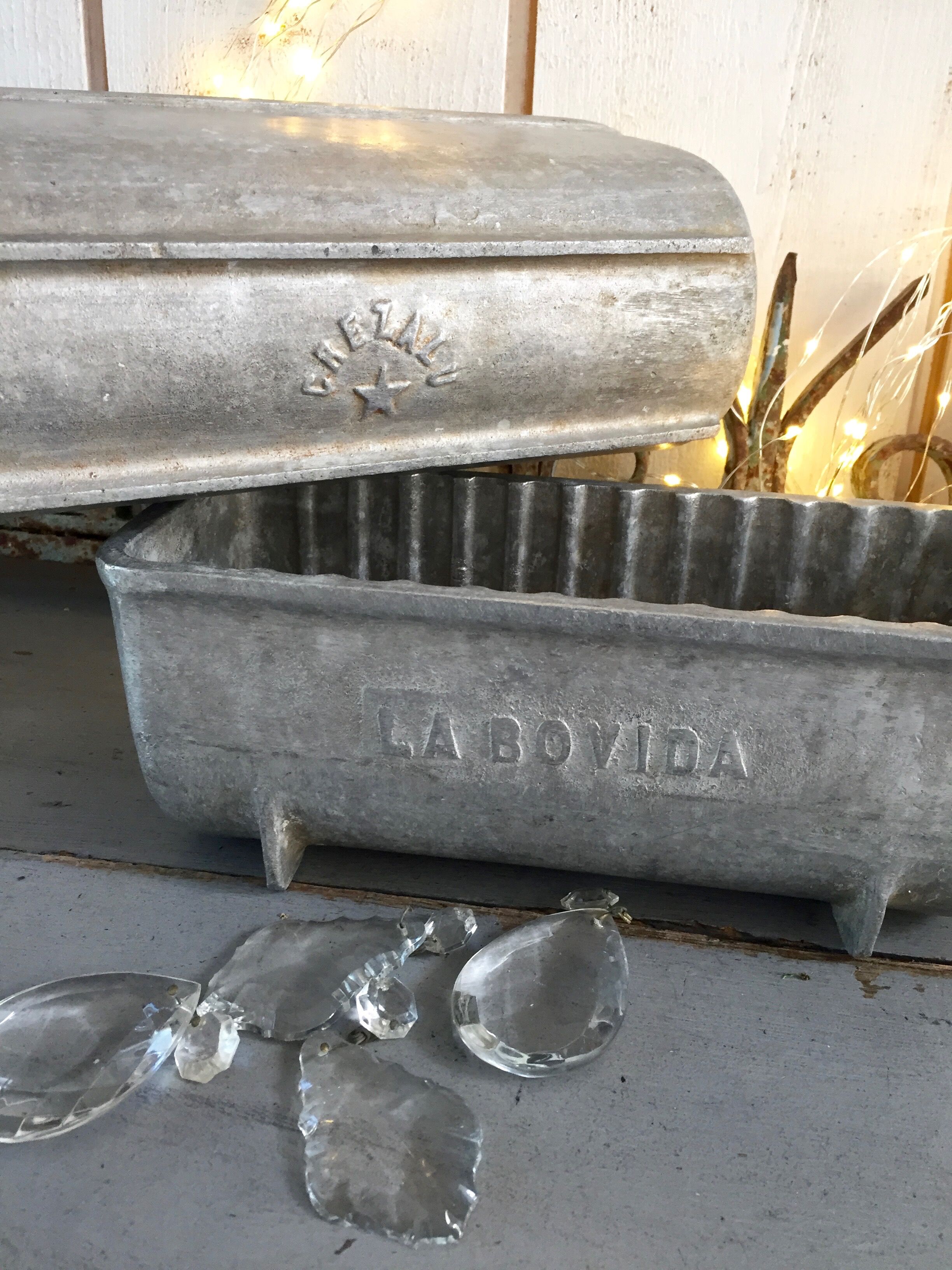 Pair of stainless steel planters