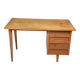 1940s Scandinavian wooden desk with 4 drawers and spindle legs