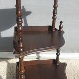 Wall-mounted corner display with 3 mahogany shelves