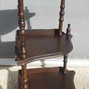 Wall-mounted corner display with 3 mahogany shelves