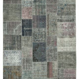 Handmade Oriental Contemporary 200 cm x 300 cm Grey Patchwork Carpet