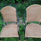 Paire de fauteuils en rotin et fer forgé