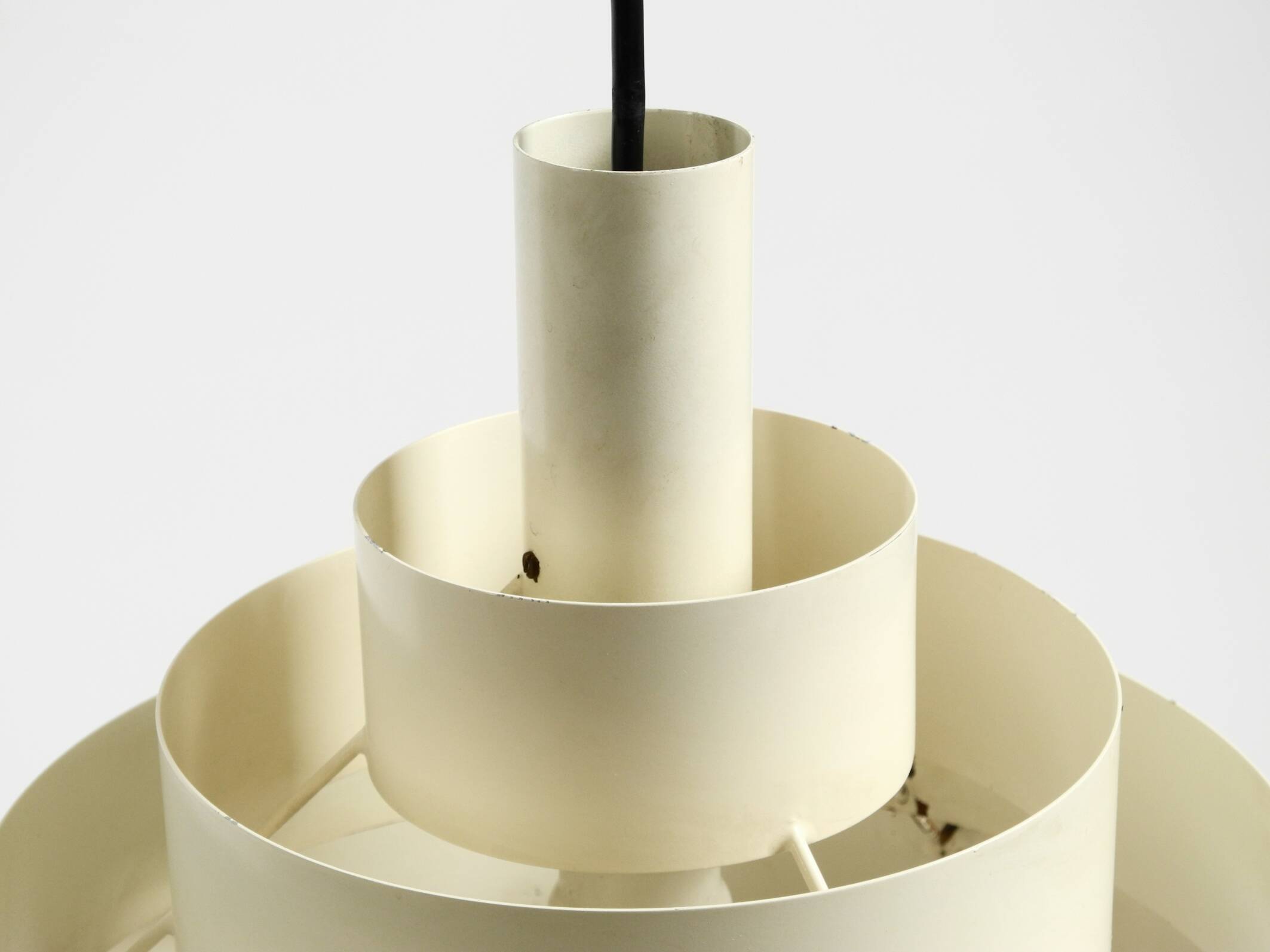 1960s Space Age heavy solid slatted metal pendant lamp