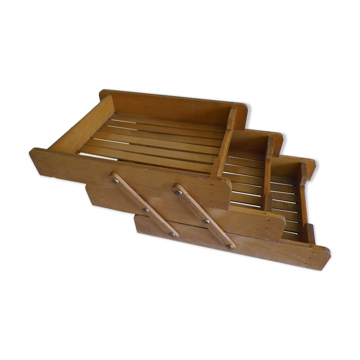 Old mail sorter, 3 sliding bannettes, entirely made of wood