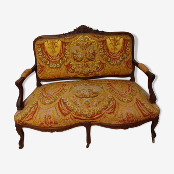 Louis XV walnut style bench
