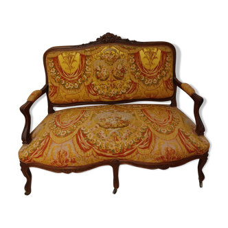 Louis XV walnut style bench