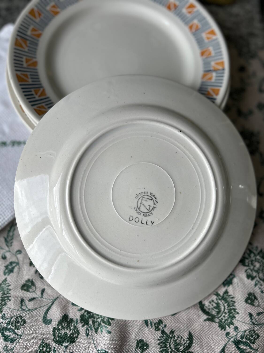 6 flat plates Dolly Faïencerie Nouvelle