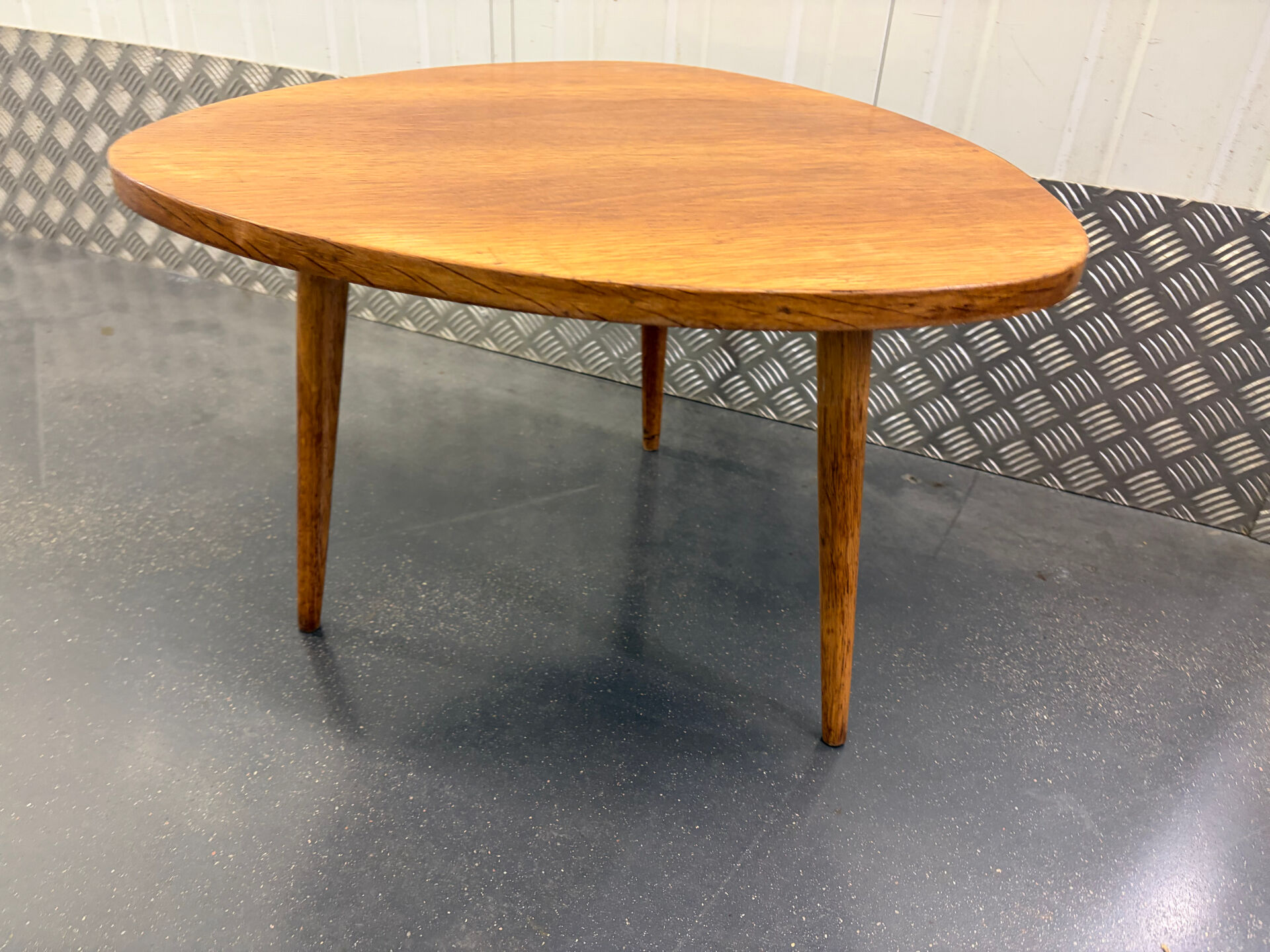 1950s natural oak tripod coffee table