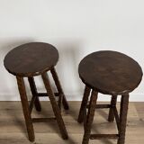 Duo de tabourets hauts ciselés brutalistes