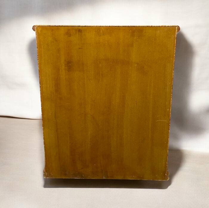 Vintage wooden and rattan chest of drawers