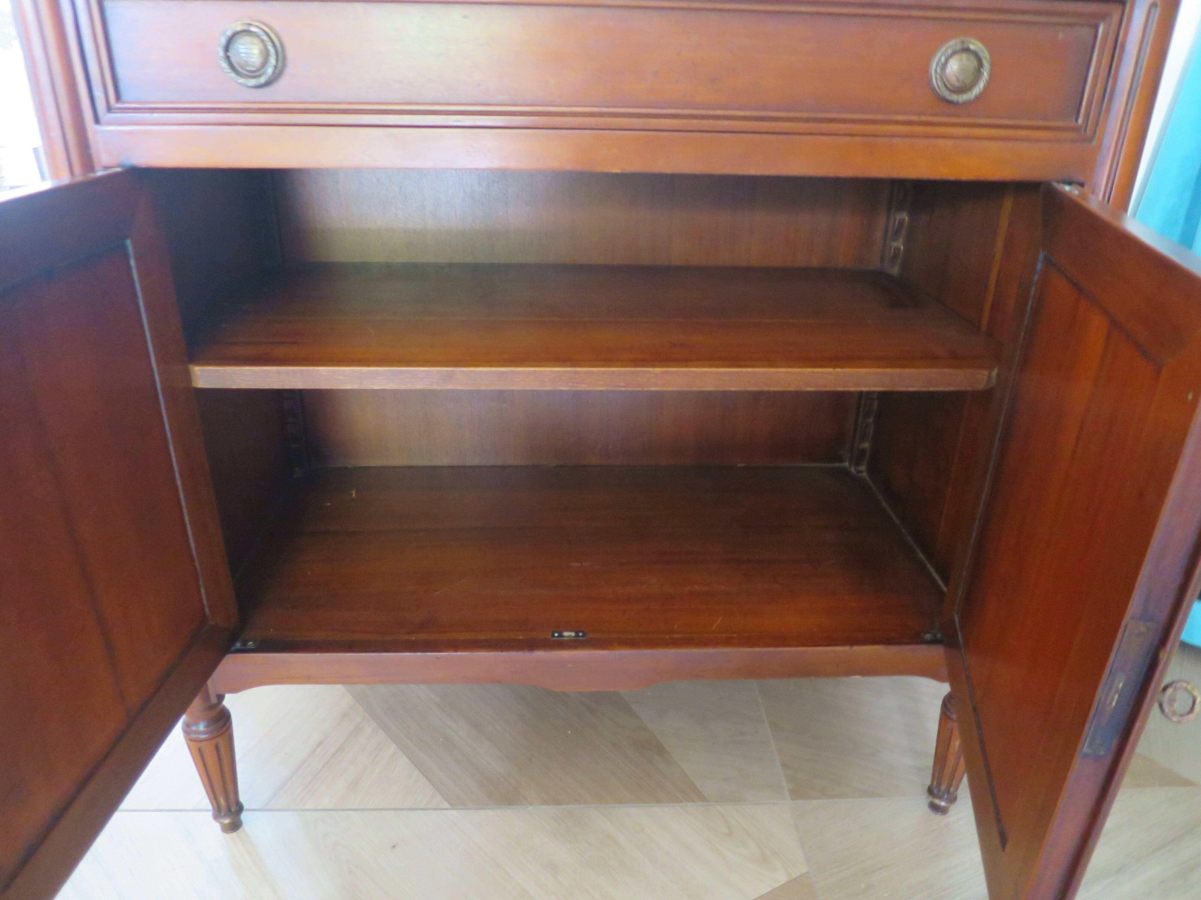 Louis XVI-style sideboard - 1 drawer - fluted legs - mahogany - solid wood