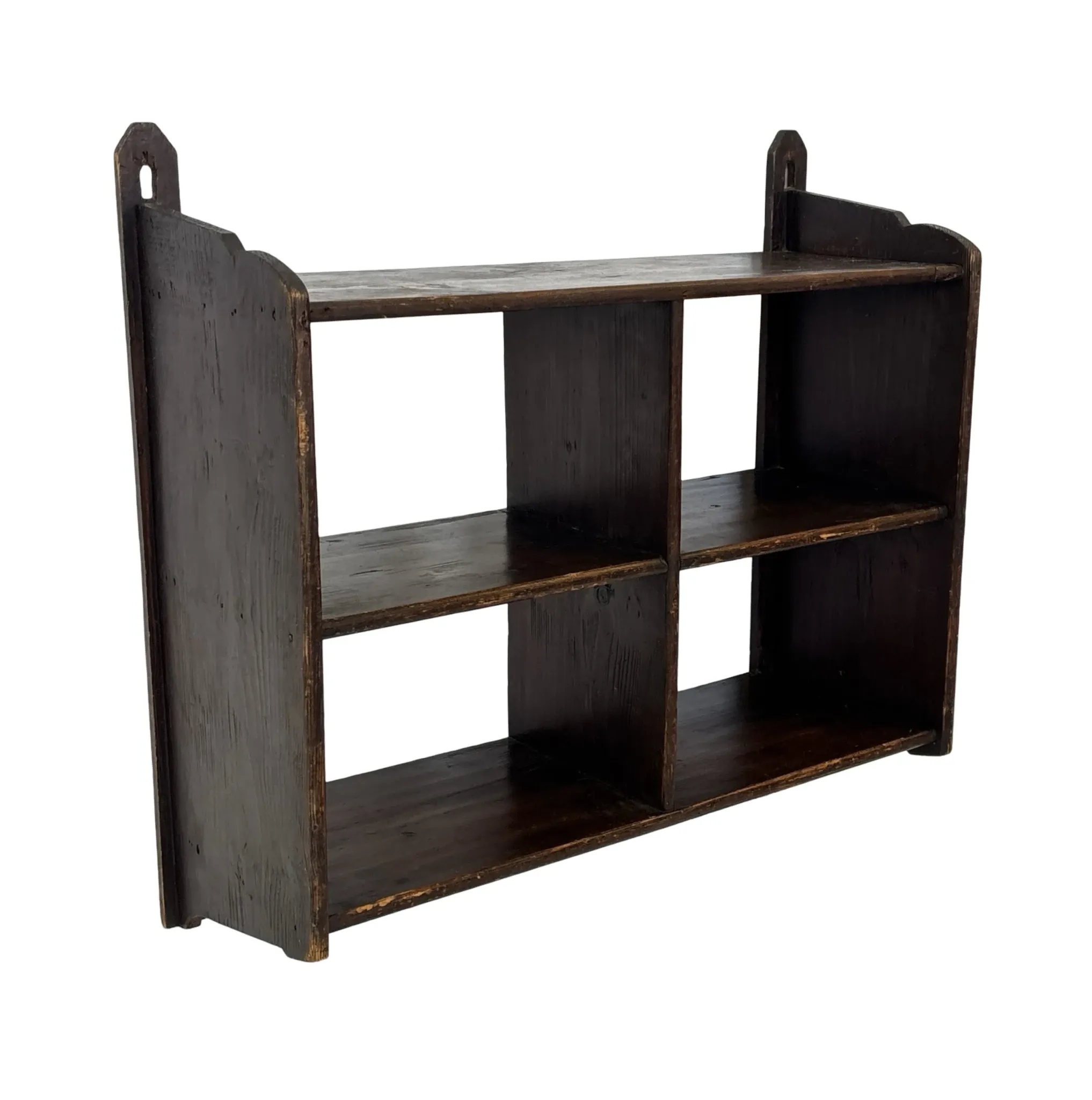 Vintage wooden wall shelve rack in oak brutalist minimalist design