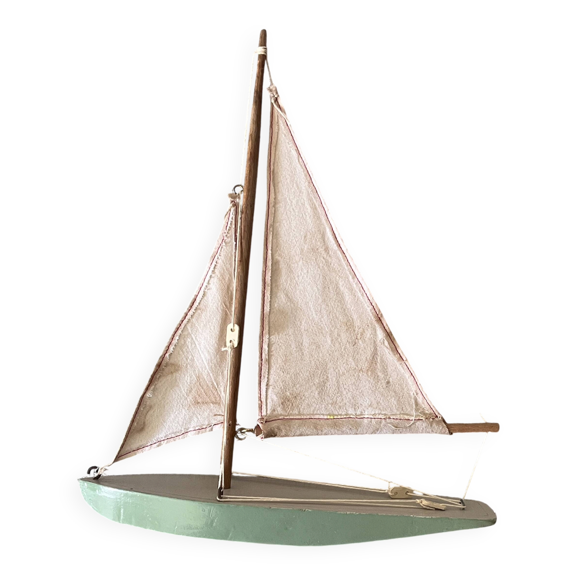Wooden pond sailboat, metal keel, vintage toy